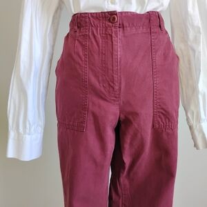 Talbots Slim Cargo Pants Cranberry Red Cotton Blend Classic Carhartt Style Sz 10
